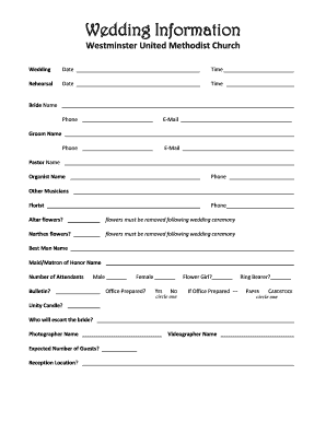 Wedding Information Form