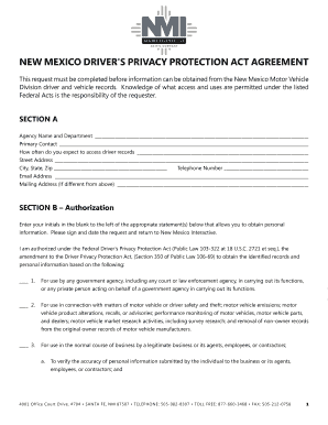 New Mexico Driver Privacy Protection Act Agreement