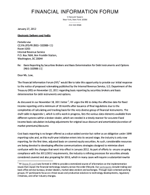 Financial Information Forum Letter on Basis Reporting