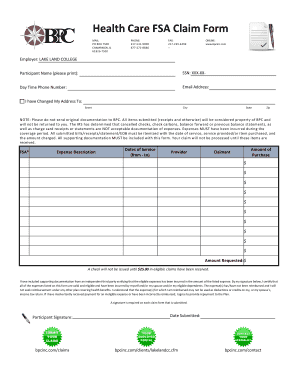 Health Care FSA Claim Form