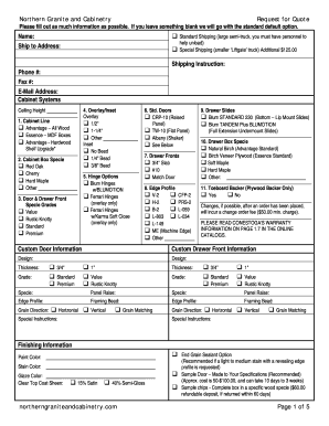 Northern Granite and Cabinetry Request for Quote