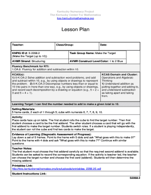 Kentucky Numeracy Project Lesson Plan