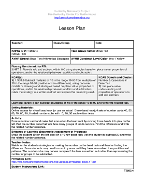 Kentucky Numeracy Project Lesson Plan