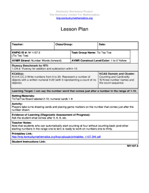 Kentucky Numeracy Project Lesson Plan