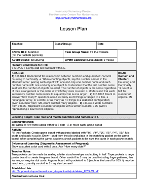 Kentucky Numeracy Project Lesson Plan