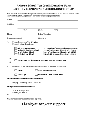 Arizona School Tax Credit Donation Form