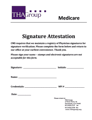 Medicare Physician Signature Attestation Form
