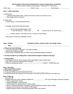 Head Start Social-Emotional Support Plan