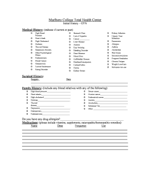 Gynecologic Medical History Form