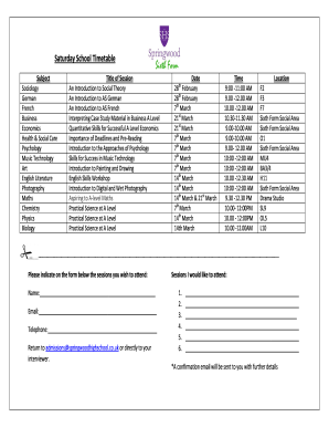 Saturday School Timetable - springwoodhighschool co