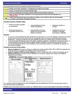 Formulaire d'attestation de réclamation de service