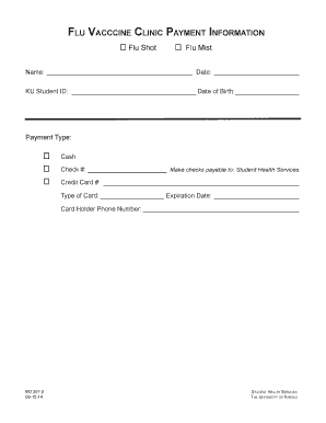 Flu Vaccine Clinic Payment Form