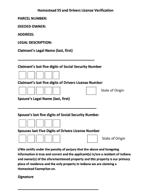 Indiana Homestead Exemption Claim Form