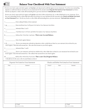 Checkbook Reconciliation Form