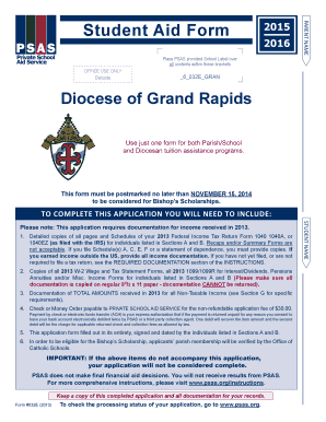 Private School Aid Service Application Form