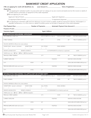 BankWest Credit Application Form