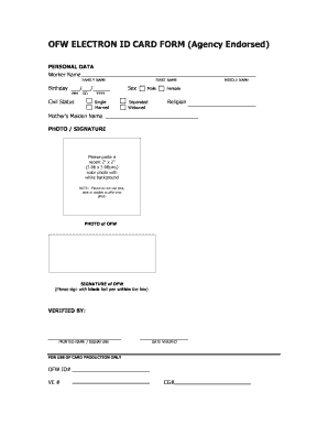 OFW Visa Electron Card Application Form