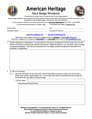American Heritage Merit Badge Workbook