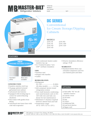 Ice Cream Storage Dipping Cabinet Specifications