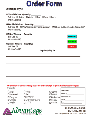Envelope Order Form