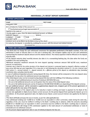 Individuals Tu Deciz Deposit Agreement