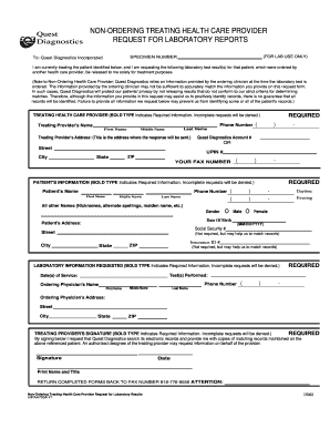 Non-Ordering Treating Health Care Provider Request for Laboratory Results