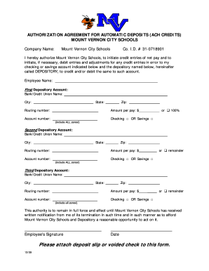 Authorization Agreement for Automatic Deposits (ACH Credits)