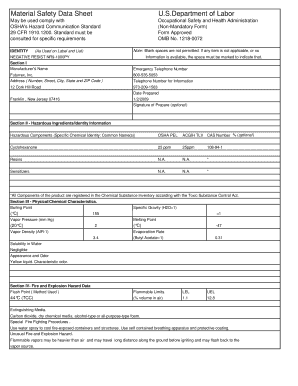 OSHA Hazard Communication Standard Form