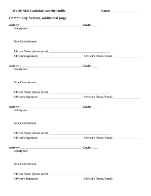 MVHS NHS Candidate Activity Profile