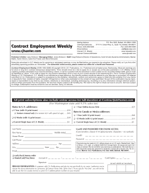 Contract Employment Weekly Subscription Form