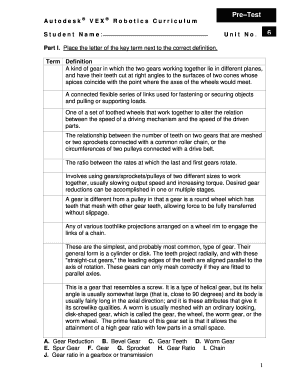 Robotics Curriculum Pre-Test