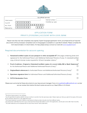 Private Account Application Form