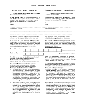Loyal Bank Limited Current Account Contract