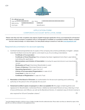 Corporate Account Application Form