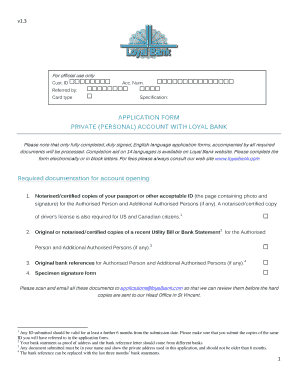 Private Account Application Form