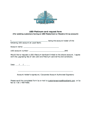 USD Platinum Card Request Form