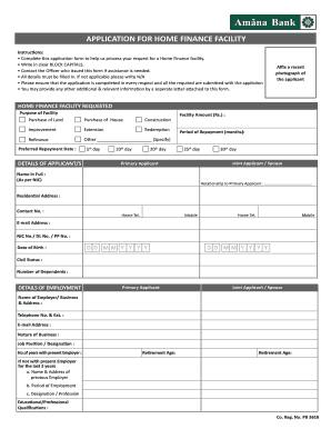 Home Finance Facility Application