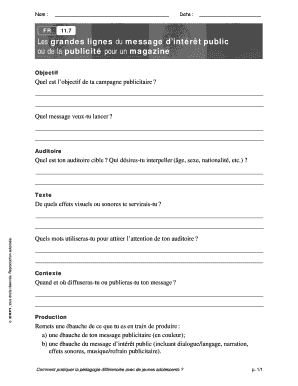 Formulaire de planification d'un message d'intérêt public ou d'une publicité