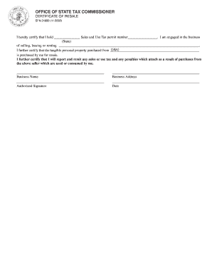Certificate of Resale