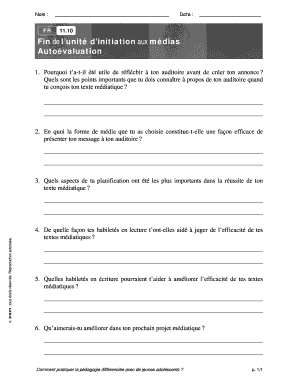 Formulaire de réflexion sur le texte médiatique