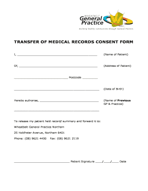 Transfer of Medical Records Consent Form