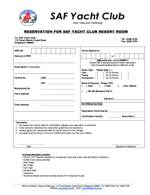 SAF Yacht Club Resort Room Reservation Form