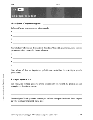 Formulaire de préparation à l'étude