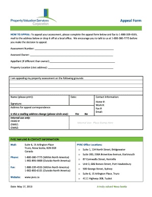Property Assessment Appeal Form