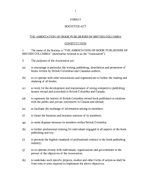 Fillable Online books bc FORM 3 SOCIETIES ACT THE ASSOCIATION OF BOOK ...
