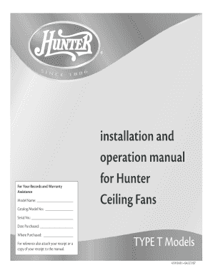 Hunter Ceiling Fan Installation and Operation Manual