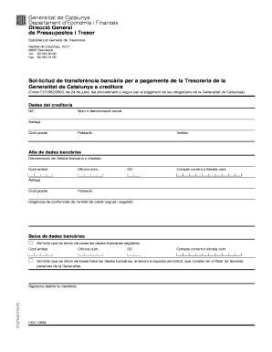 Catalonia Bank Transfer Request Form