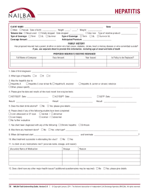Hepatitis Insurance Application Form