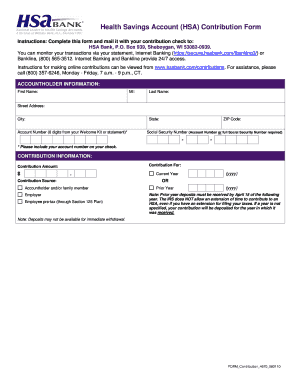 Health Savings Account Contribution Form