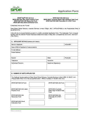 SPDR ETF Application Form